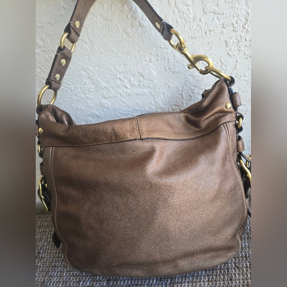 Coach Leather Carly Hobo Shoulder Bag – Brown Metallic - Picture 2 of 9